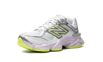 NB 9060 White, Silver Metallic, and Taro