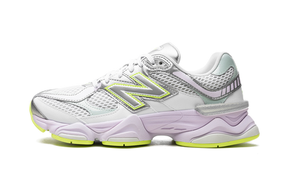 NB 9060 White, Silver Metallic, and Taro