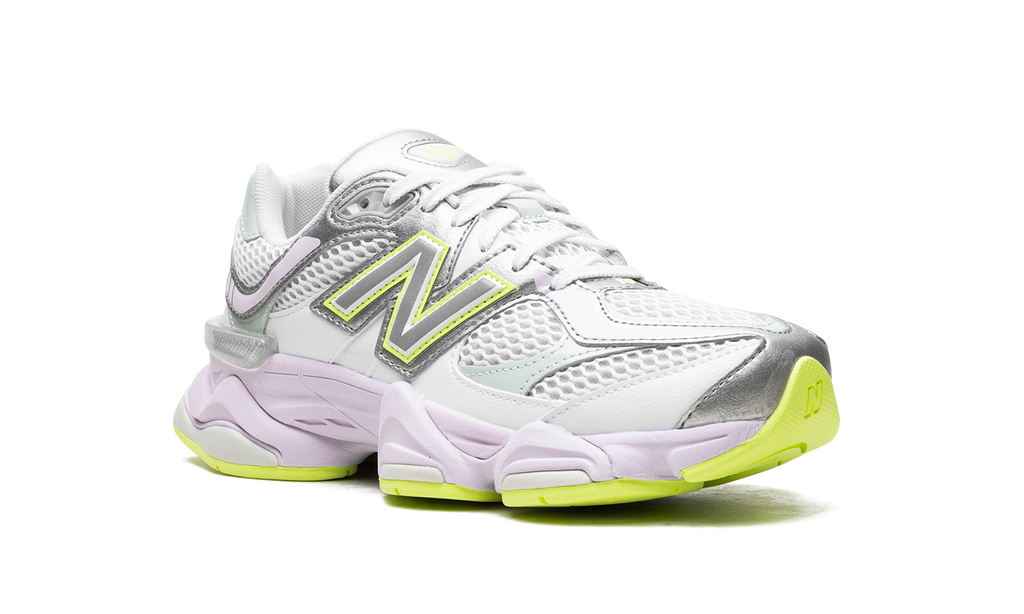 NB 9060 White, Silver Metallic, and Taro